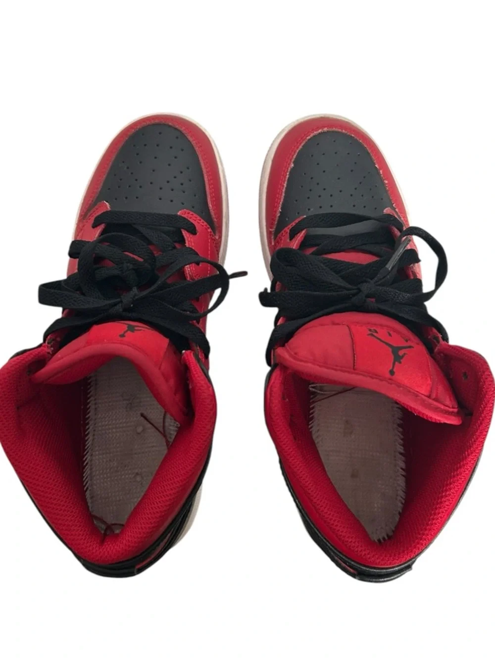 Air Jordan Retro 1 Mid Reverse Bred Sneakers Gym Red Size 5Y Youth / 6.5 Women's